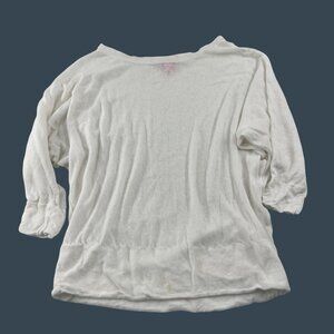 Lilly‎ Pulitzer White 3/4 Knit Sleeve Sweater Women's size Large